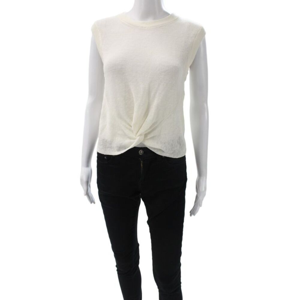 Veronica Beard Womens White Camisole Cotton Linen Rayon Button Size XS
